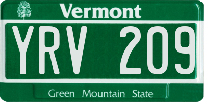 VT license plate YRV209