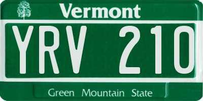 VT license plate YRV210