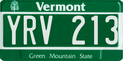 VT license plate YRV213
