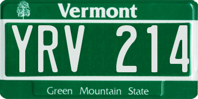 VT license plate YRV214