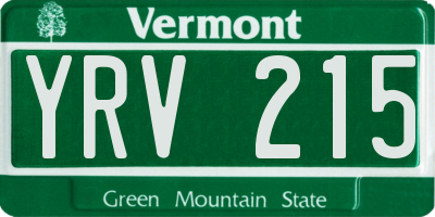 VT license plate YRV215