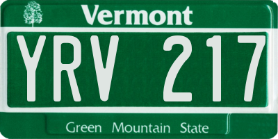 VT license plate YRV217