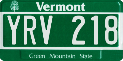 VT license plate YRV218