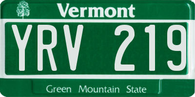 VT license plate YRV219