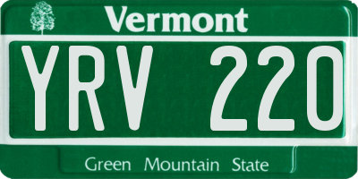 VT license plate YRV220
