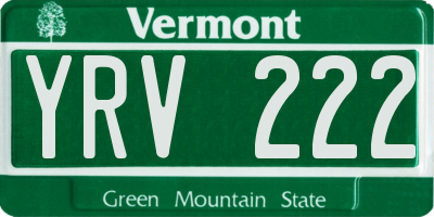 VT license plate YRV222