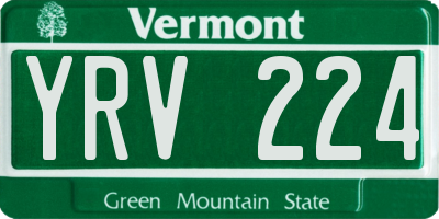 VT license plate YRV224