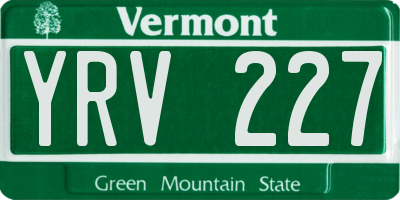 VT license plate YRV227