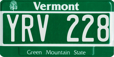 VT license plate YRV228