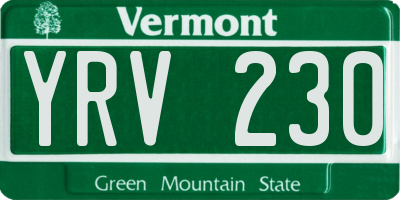 VT license plate YRV230