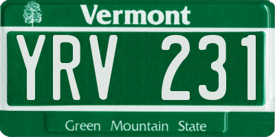 VT license plate YRV231