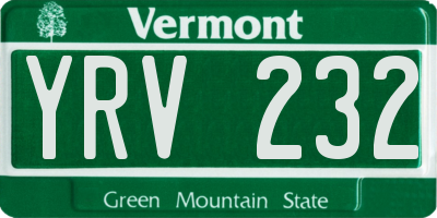 VT license plate YRV232