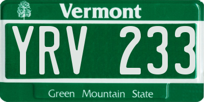 VT license plate YRV233