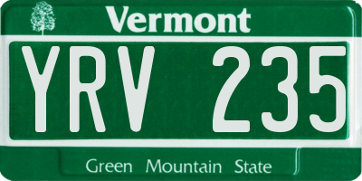 VT license plate YRV235
