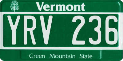 VT license plate YRV236