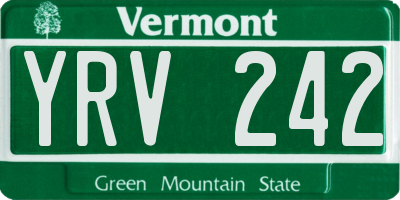VT license plate YRV242