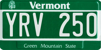VT license plate YRV250