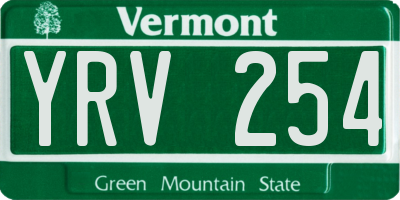 VT license plate YRV254