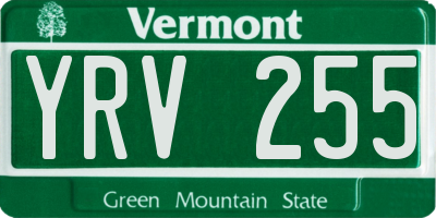 VT license plate YRV255