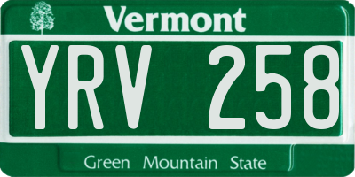 VT license plate YRV258