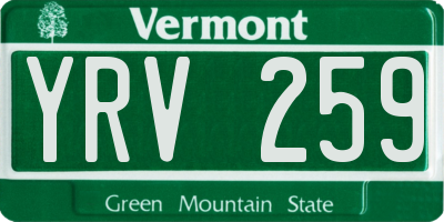 VT license plate YRV259