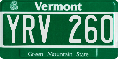 VT license plate YRV260