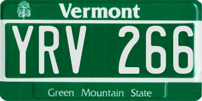 VT license plate YRV266
