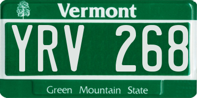 VT license plate YRV268