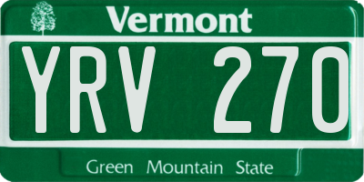 VT license plate YRV270