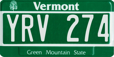 VT license plate YRV274