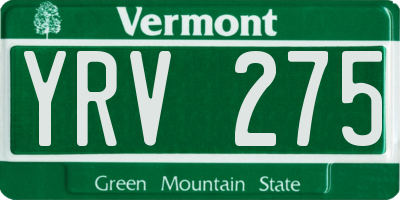 VT license plate YRV275