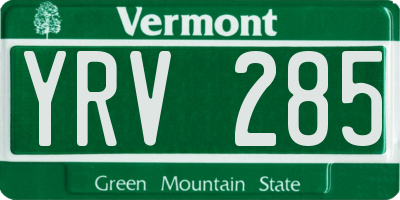VT license plate YRV285