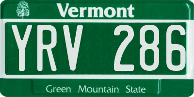 VT license plate YRV286