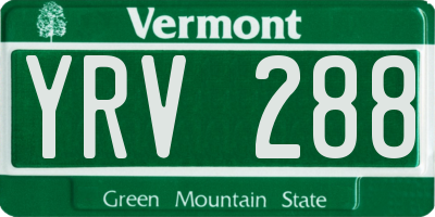 VT license plate YRV288