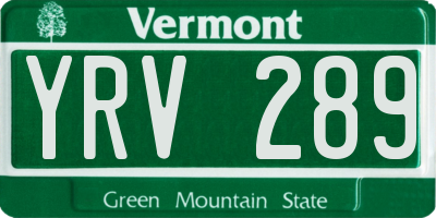 VT license plate YRV289