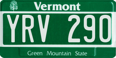 VT license plate YRV290