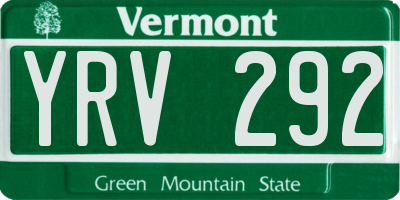 VT license plate YRV292