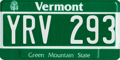 VT license plate YRV293