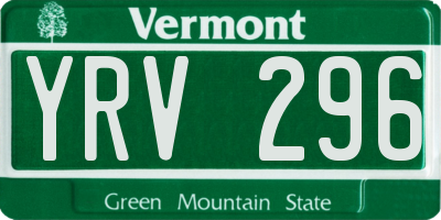 VT license plate YRV296