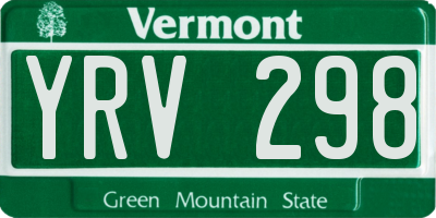 VT license plate YRV298