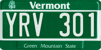 VT license plate YRV301