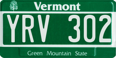 VT license plate YRV302