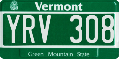 VT license plate YRV308
