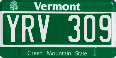 VT license plate YRV309