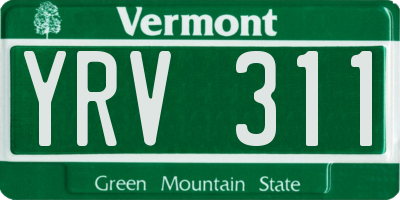 VT license plate YRV311