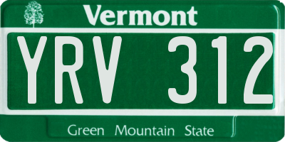 VT license plate YRV312