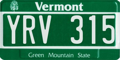 VT license plate YRV315