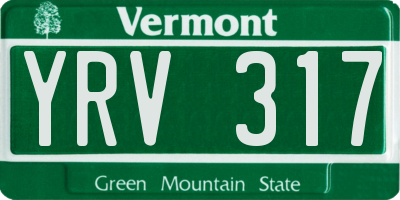 VT license plate YRV317
