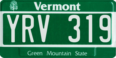 VT license plate YRV319
