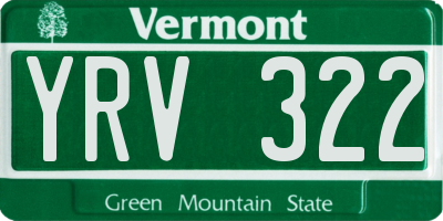 VT license plate YRV322